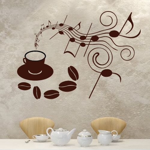 Акрилова декоративна наклейка на кухню Музика кави (самоклейка вініл) матова 800х570 мм