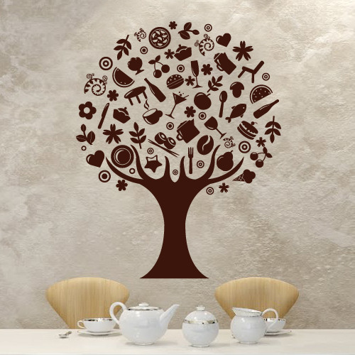Інтер'єрна вінілова наклейка на кухню Диво-дерево (кухонна наклейка кави) матова 960х1200 мм