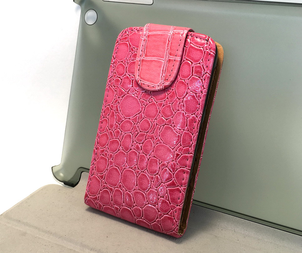 Чохол для Nokia Lumia 620 фліп книжка протиударний Croco Case рожевий