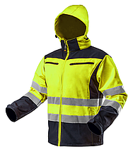 Куртка робоча сигнальна softshell з капюшоном Neo, жовта, розмір L, підвищеної видимості - клас 2 за