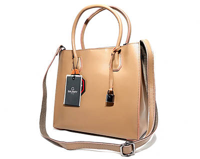 Шикарна жіноча об'ємна сумка з натуральної шкіри кольору Хакі