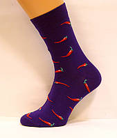 Высокие яркие женские носки с перцами синего цвета 35-37р