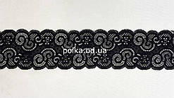 Мереживо 7 см стрейчеве чорне "облака" (1уп =23 м)