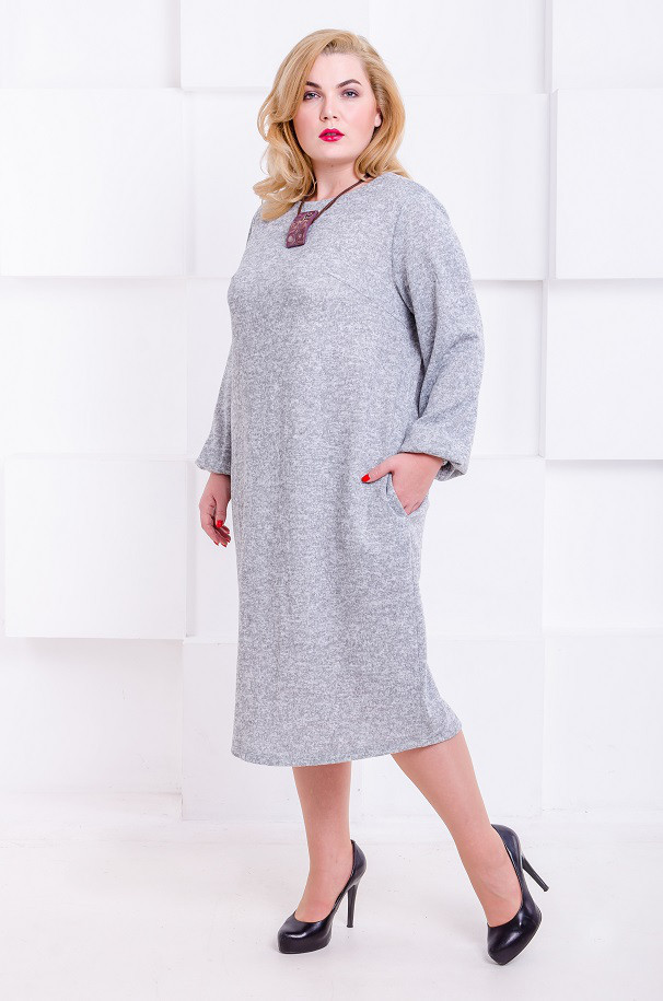 Сукня з ангори розмір плюс Манго світло-сірий (50-68), фото 1