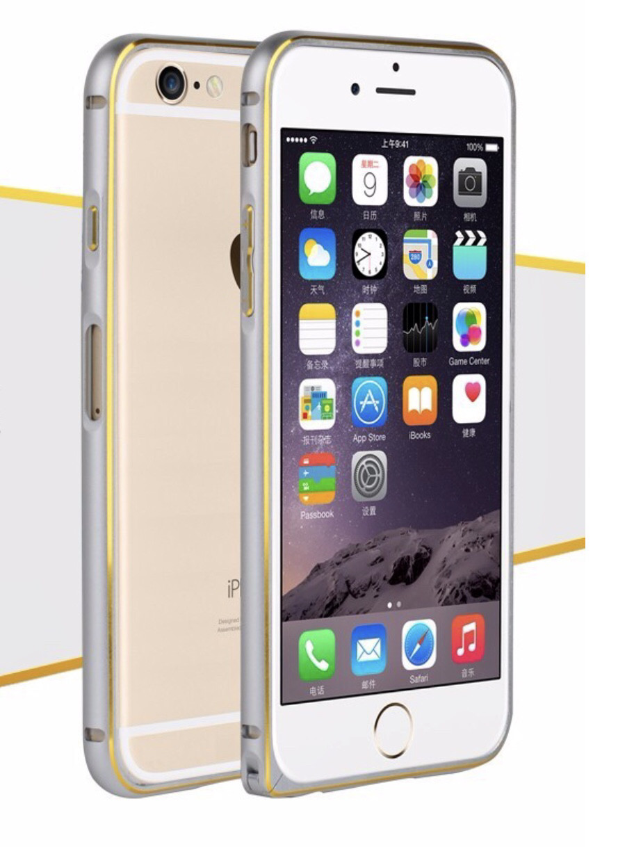Бампер накладка для Iphone 6, 6S метал ультратонкий захисний сріблястий