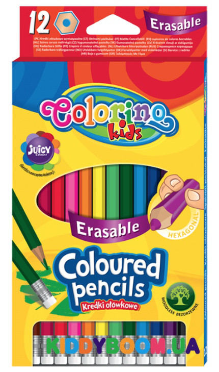 Олівці кольорові Colorino з гумкою 12 кольорів 92531PTR