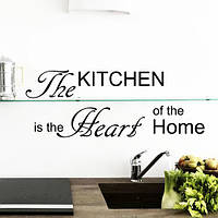 Текстовая наклейка надпись Kitchen heart of the home (кухня сердце дома слова) матовая 970х270 мм