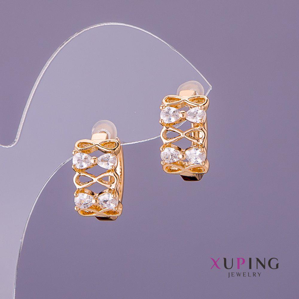 Сережки Xuping білі камені d-9мм L-16мм колір золото