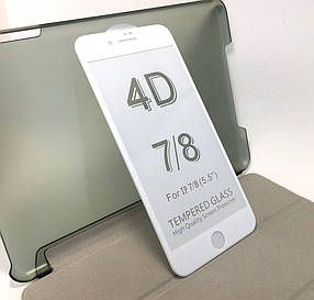 IPhone 7 Plus, 8 Plus захисне скло на телефон протиударне Avantis 4D full glue White біле