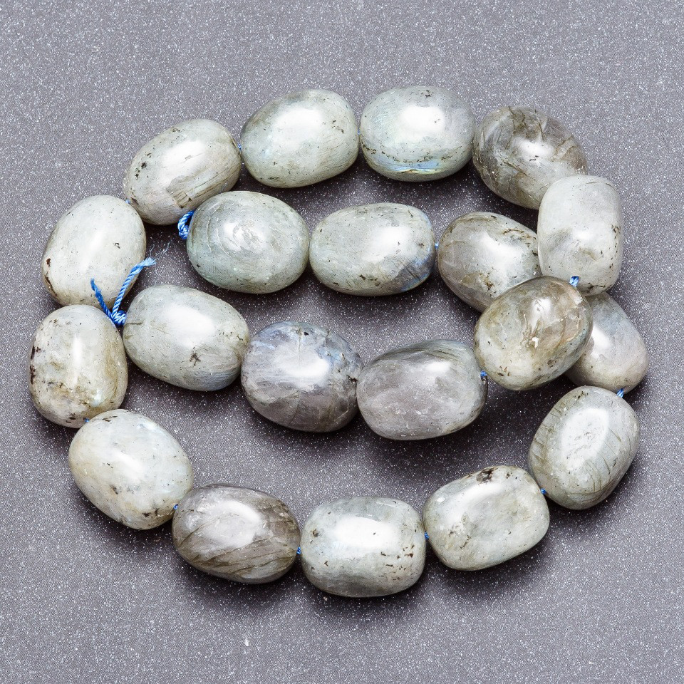 Бусины из натурального камня Лабрадор на нитке галтовка брусок d-12х20мм (+-) L- 37см