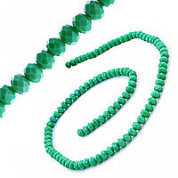 Намистини Чеський Кришталь на нитці 6мм, колір матовий зелений світлий смарагд, L- 45см