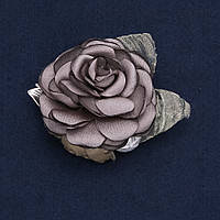 Брошка з квіткою "Роза сіра" з тканини d-6см