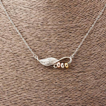 Кулон Листик на якірному ланцюжку г L-52см d-2х1,7см сріблястий метал