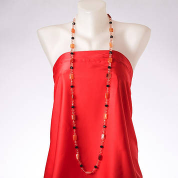 Уцінка Намиста довгі "Сузір'я Оріона" нат камінь Сердолік, "чеський кришталь" L- 120см