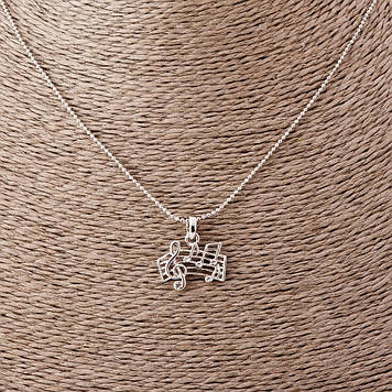 Кулон Нотний стан на жетонної ланцюжку L-52см d-2х1,5 см сріблястий метал