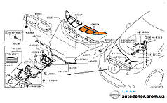 Накладка зябра капота ліва Nissan Leaf ZE0 (10-12) 65837-3NA0A