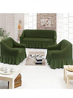Чехол на диван и два кресла, зеленый цвет, Турция