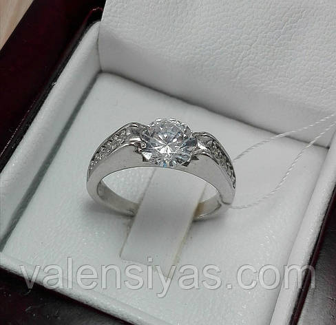 Срібна каблучка з фіанітами, фото 1