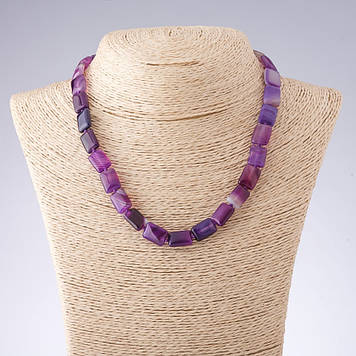 Намиста Агат фіолетові тони прямокутник d-10*14мм L-44см