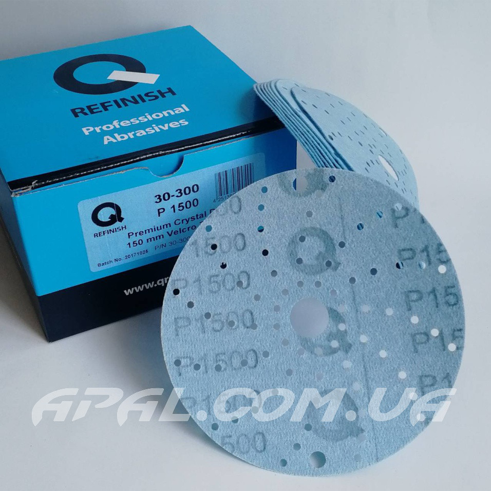 Q-Refinish Шліфувальний круг P1500 Premium Blue Disc Velcro (150 мм, 75 отворів)