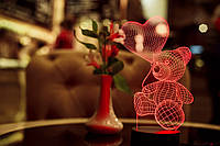Ночник 3D "Мишка с шариком" подарок на день влюбленных