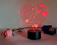 3D светильник "Люблю тебя" подарок на день влюбленных