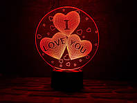 3D светильник "I love you" подарок на день влюбленных
