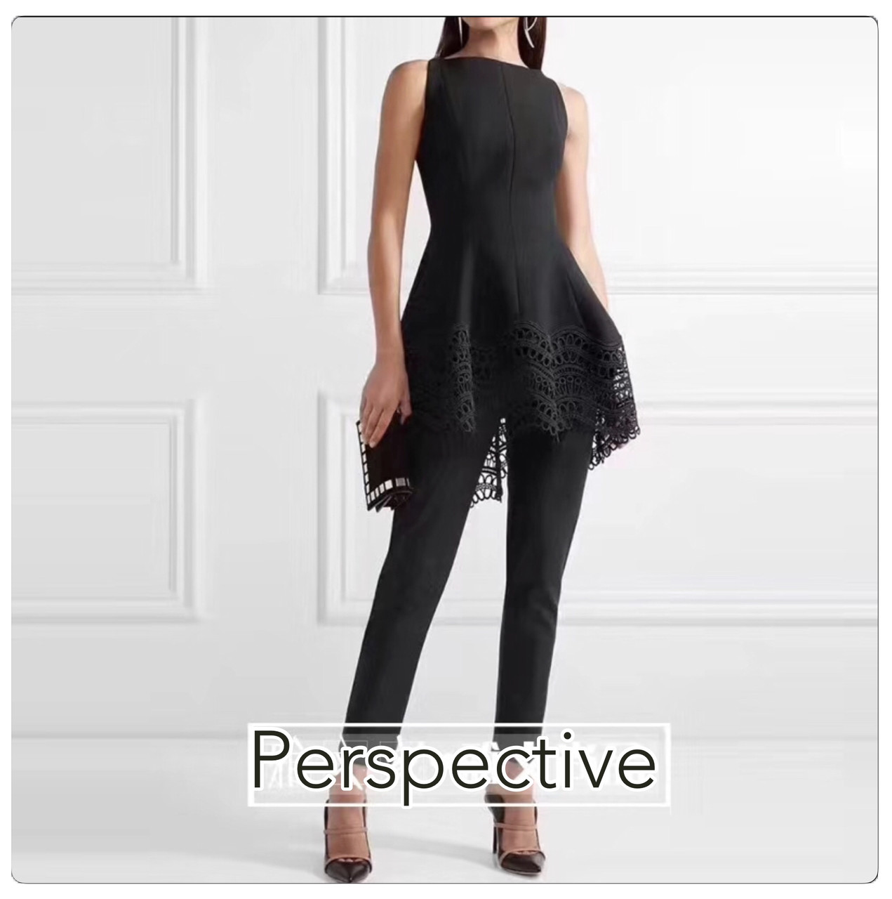 Костюм жіночий брючний чорний із тунікою ошатний, фото 1