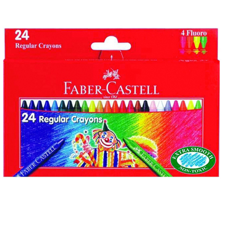 Олівці воскові Faber Castell 24 кольори (4 флуорисцентні) 75 мм.