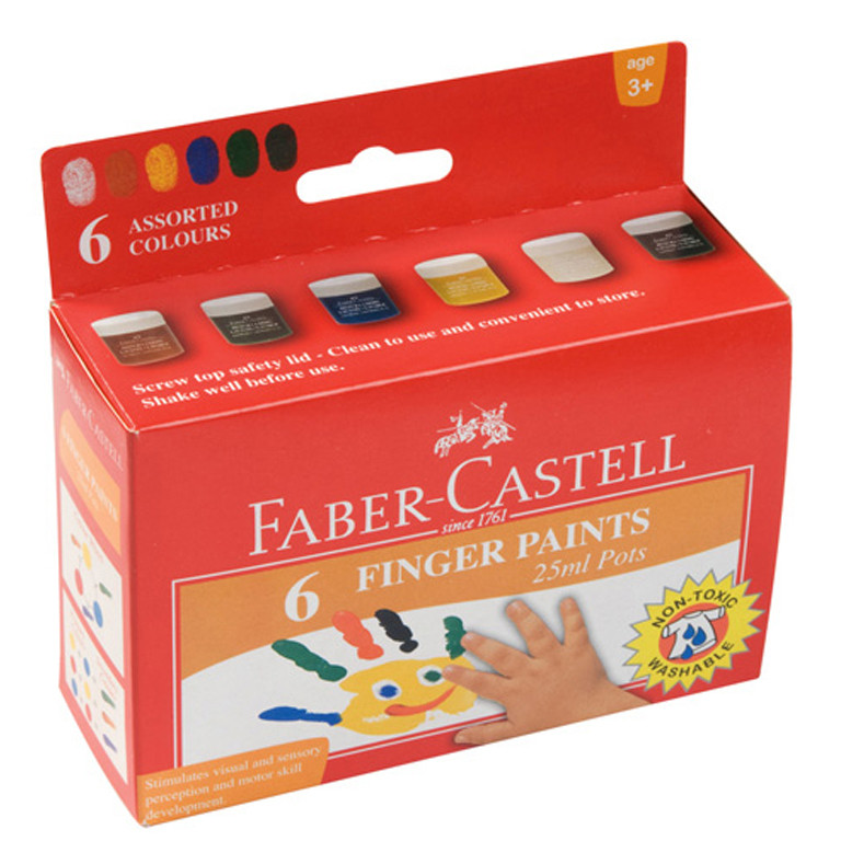 Пальчикові фарби Faber-Castell, 6 кольорів по 25 мл, фото 1