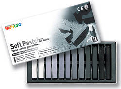 Пастель суха м`яка "MUNGYO" Відтінки сірого, 12 кольорів, MP-12G