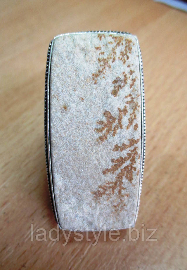 Серебряное кольцо с псиломеланом дендритом от студии LadyStyle.Biz купить оригинальное украшение кольцо перстень подарок натуральный танзанит