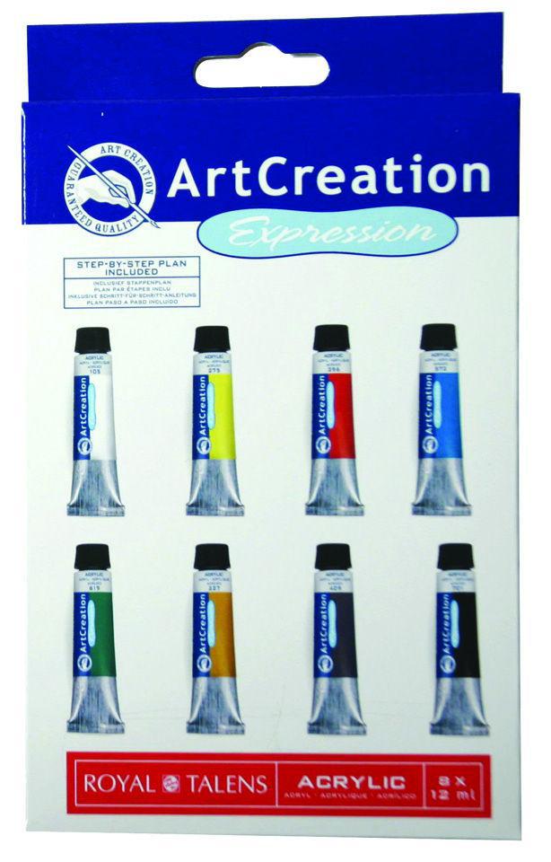 Набір акрилових фарб Art Creation, 8 кольорів по 12 мл у тубах