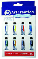 Набір акрилових фарб Art Creation, 8 кольорів по 12 мл у тубах