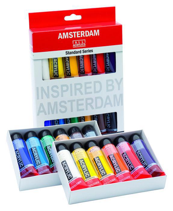 Краски акриловые Amsterdam набор 12 цветов по 20 мл., фото 1