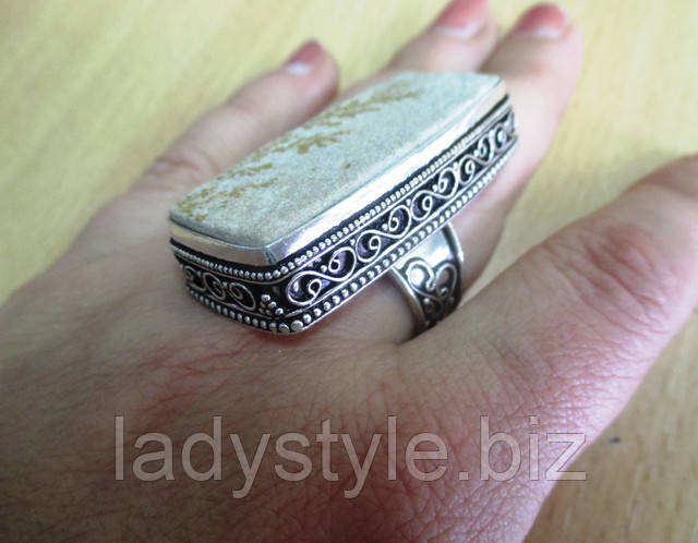 Серебряное кольцо с натуральным псиломелан дендритом от студии LadyStyle.Biz купить украшения натуральный танзанит кольцо серьги перстень украшения
