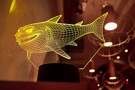 3D светильник "Акула" оригинальный подарунок прикольный