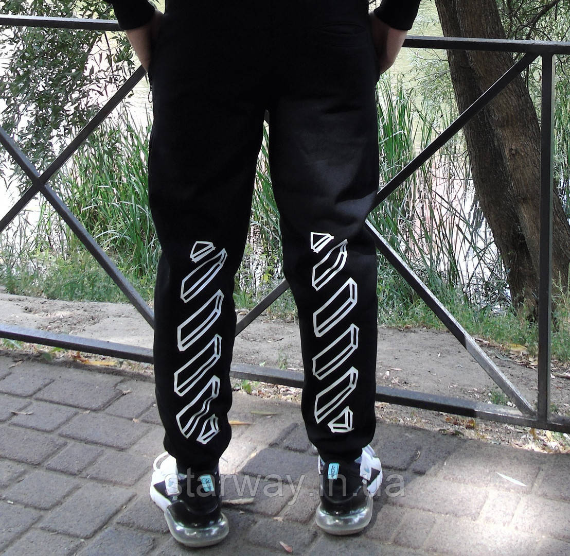 Стильні чорні трикотажні штани off white 3d