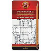 Набір графітних олівців Koh-I-Noor 1500 Technic, НВ-10Н