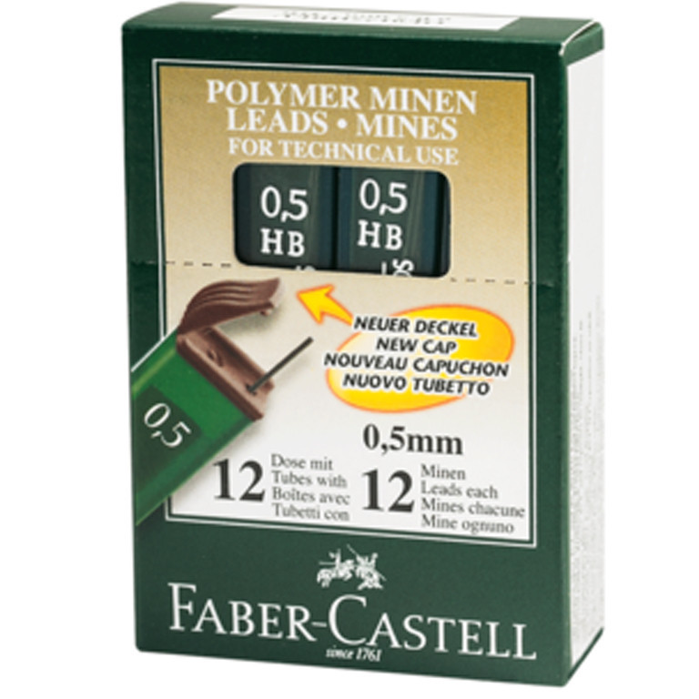 Грифелі для олівців Faber Castell НВ блістер 0,5мм. 12 шт