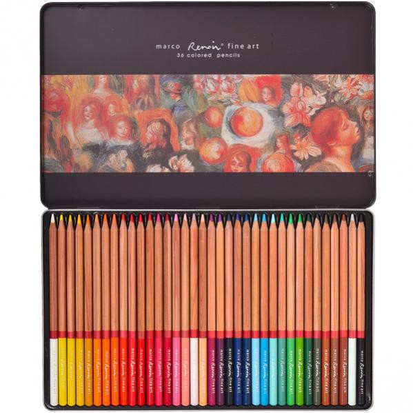 Олівці кольорові "Renoir Fine Art" 36 кольорів в металевому пеналі
