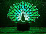 3D світильник-нічник "Павич" подарунок, фото 2