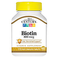 Витамины и Минералы 21st Century Biotin 800 mg (110 tabs)