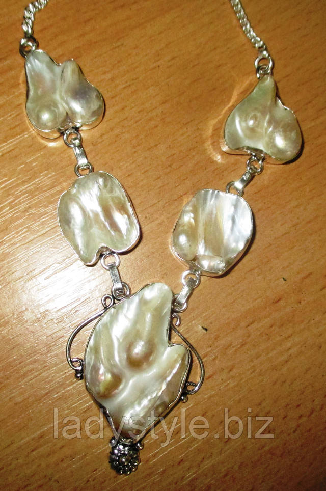 Изящное колье с жемчугом от студии LadyStyle.Biz купить кольцо перстень с натуральным лабрадором украшения серебро