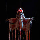 Лялька череп "Укладений у крові" 95см підвісна, з криком і червоними очима, декорація на хеллоуїн, фото 4