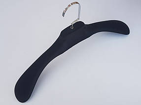 Плічка вішалки тремпеля флоковані (оксамитові, велюрові) чорного кольору, довжина 44 см, фото 3