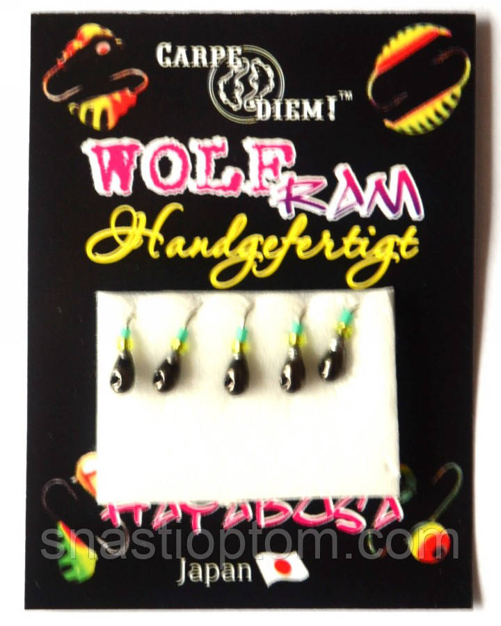 Мормишка вольфр. Carpe Diem Крапля з лисою кр. №20 5шт Black 2,5mm 0,2g 028-025-1