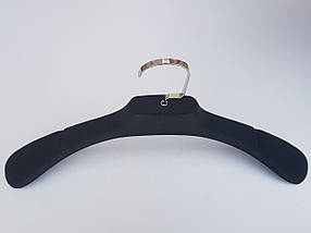 Плічка довжина 44,5 см вішалки тремпеля флоковані (оксамитові, велюрові) чорного кольору, фото 2