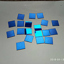 Дзеркальні пластикові наклейки квадратики 2*2см пластикові, 100шт набір дзеркальні сині, фото 3