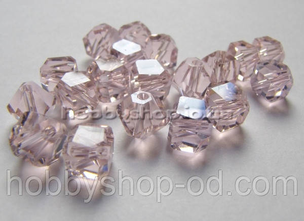 Бусіна Куб з огранкою 6 мм з огранкою колір рожевий (72 шт.), фото 1